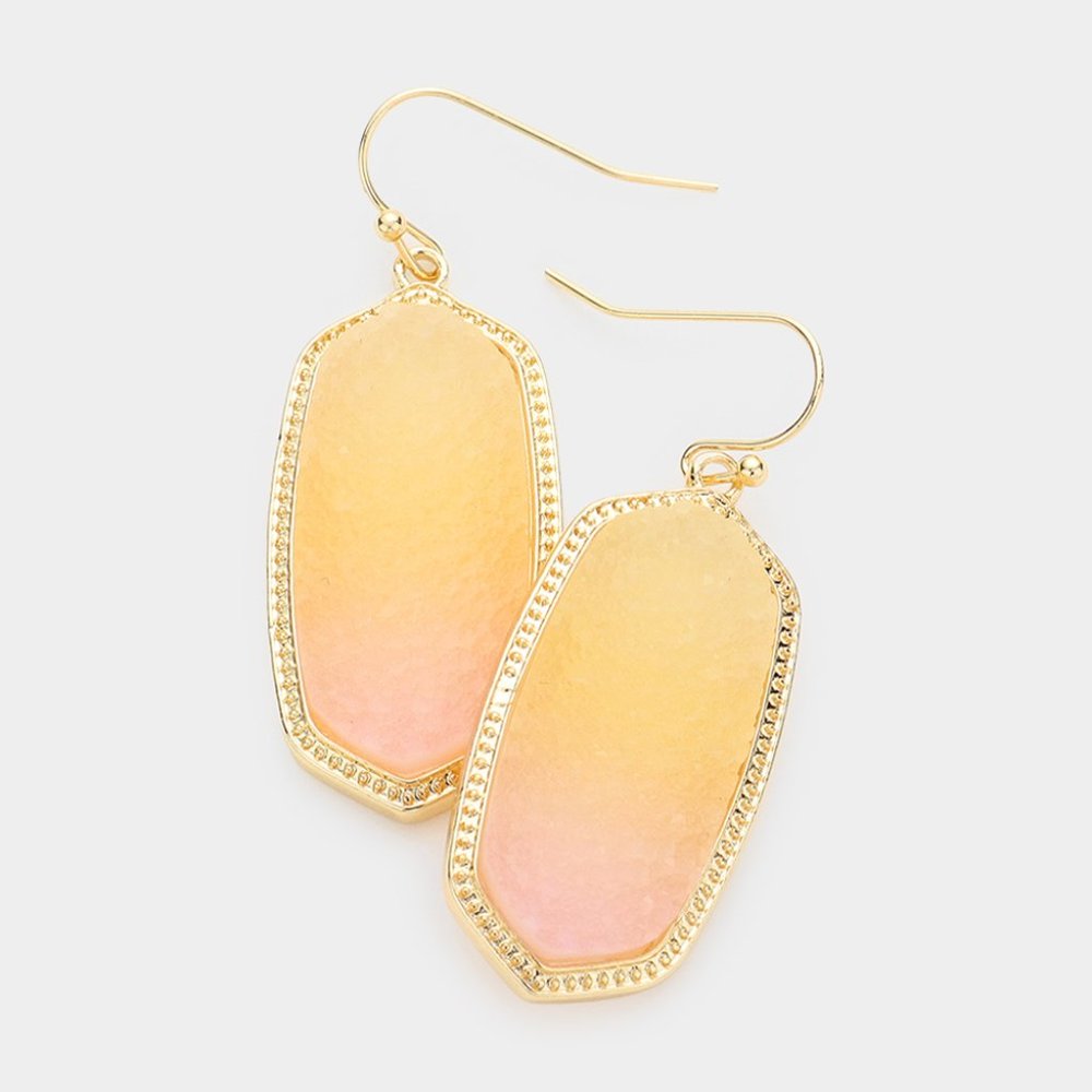The Kenzie - Ombre Druzy Hexagon Dangle Earrings